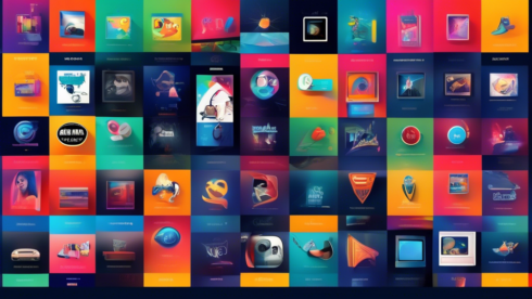 Create an image illustrating an organized, colorful interface showcasing all the different channels available on Paramount Plus, with an array of content icons and logos representing movies, TV shows, sports, news, and kids' programming.